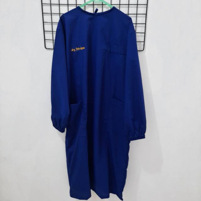Scrub Jumbo TALI BELAKANG GRATIS BORDIR / baju ekso jumbo / baju dokter gigi jumbo / apron jumbo