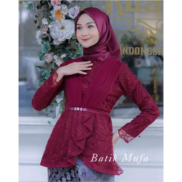 SET COUPLE AVEENA MAROON KEBAYA WISUDA KEBAYA TUNANGAN TERBARU BAJU KEBAYA KONDANGAN KEBAYA MODERN