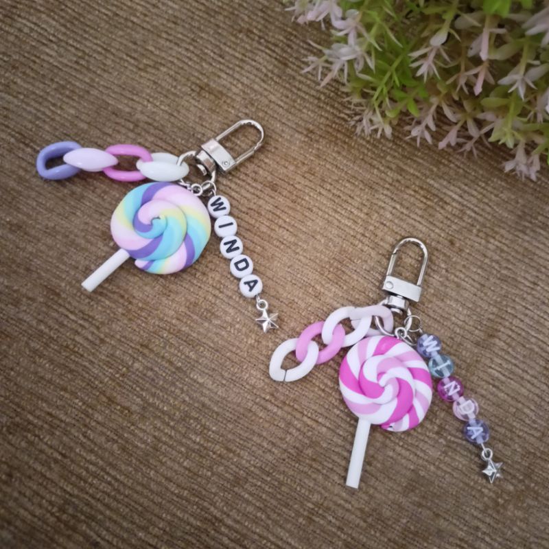 gantungan kunci lollipop / keychain lollipop / keyring lollipop candy /keychain custom keychain airp