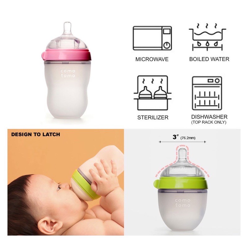 COMOTOMO Silicone Baby Bottle Single / Twin Pack 150ml &amp; 250ml