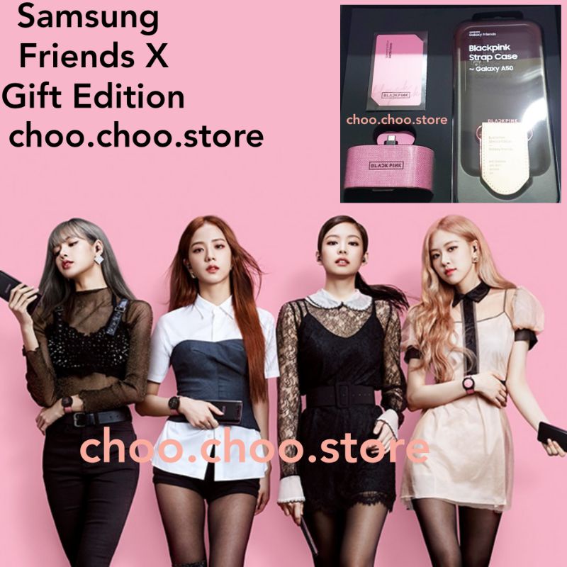 Samsung Galaxy Friends X Limited Blackpink Strap Case Dock Black Pink Photo Cards Foto A50 A70 A80