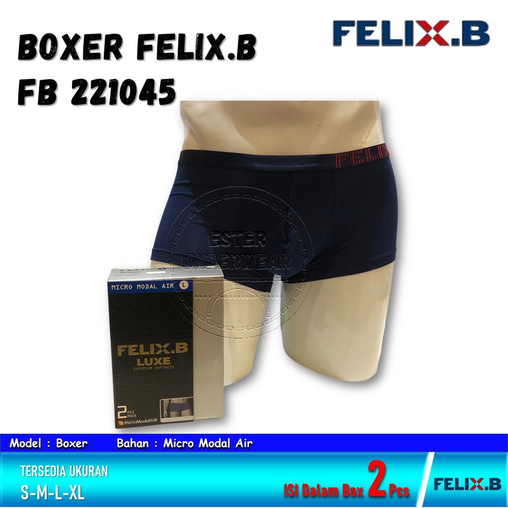 Celana Boxer Pria Felix B  FB 221045 Bahan Micro modal Air Isi-2 PCS