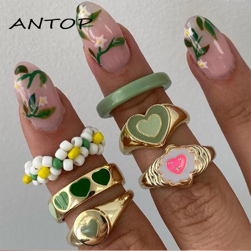 Fashion Kreatif Cincin Hati Ins Gaya Hadiah Aksesoris Cincin Lucu ANTOP