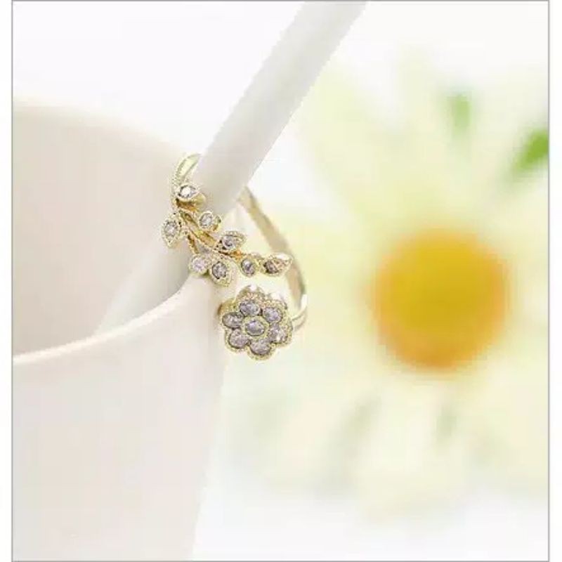 Cincin Korea Opening Ring Floral Blossom Bunga