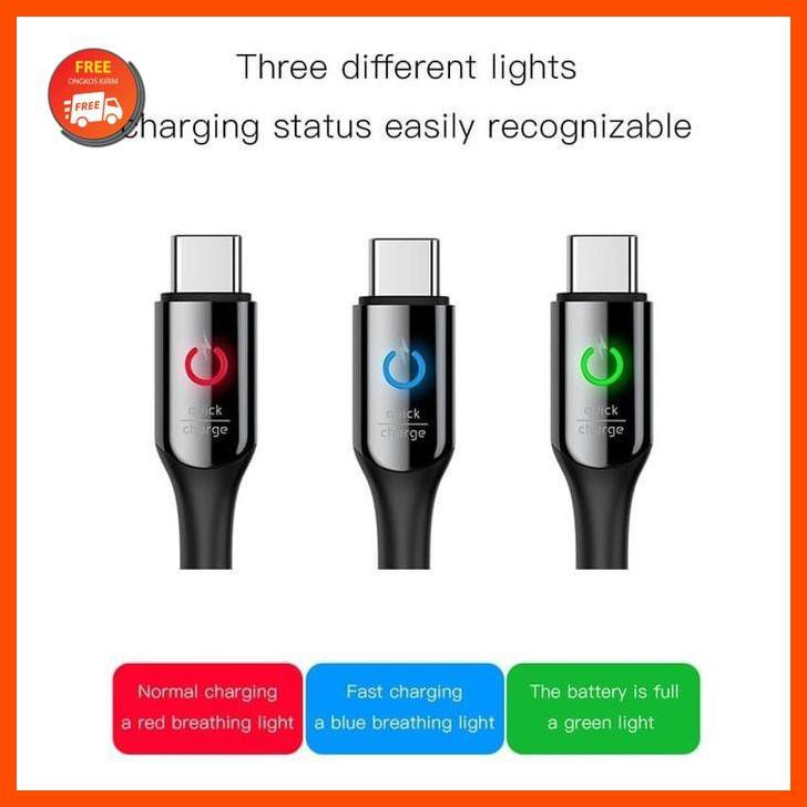 BASEUS C SHAPED TYPE C AUTO DISCONNECT POWER OFF KABEL DATA SAMSUNG HITAM