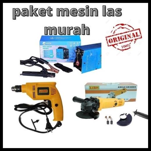 Termurah - Paket Mesin Las Edon 450Watt+Bor 10Mm Kairos+Gerinda Kairos