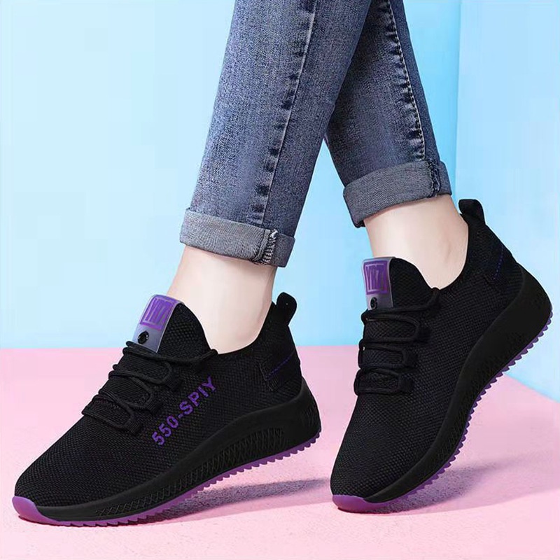 SHOEGALLERY LV0137 Sepatu Sneakers Wanita Sport Bahan Kanvas Bercorak 1FEA Import