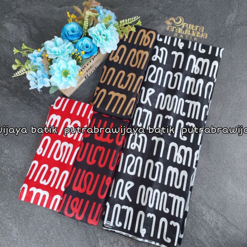 kain batik print aksara Jawa katun prima batik Honocoroko seragam bridesmaid tradisional Kamen batik