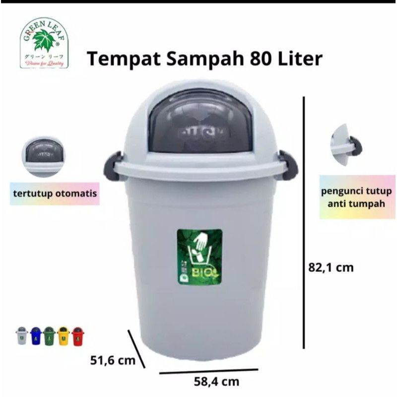 Tempat Sampah Goyang 80 Liter Bio Green Leaf