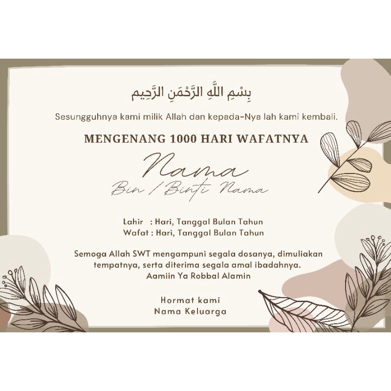 Stiker Mengenang 40/100/1000 hari Wafat, Tahlilan, Tasyakuran-M4