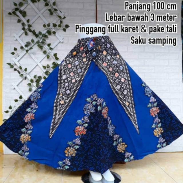 Jual rok batik tulis cap cantik panjang muslim hijab lilit payung lebar skirt kantor bunga zig zag