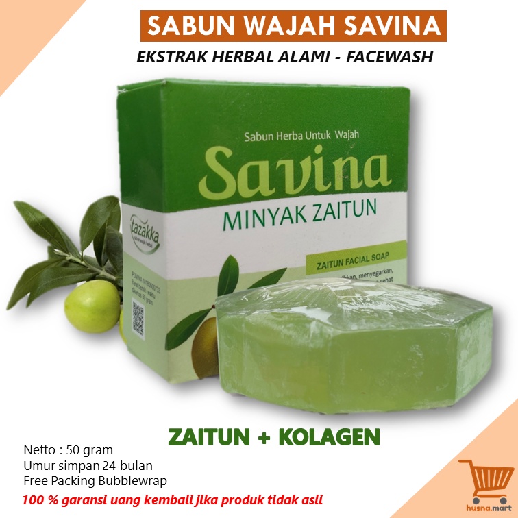 Savina Zaitun Plus Kolagen Sabun Wajah Cuci Muka Pelembab Kulit Herbal Tazakka 50 gr Facial Wash Original
