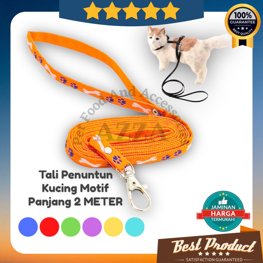 Tali Penuntun Kucing Anjing Untuk Jalan Panjang 2 Meter Motif Tulang / Tali Harness buat jalan jalan