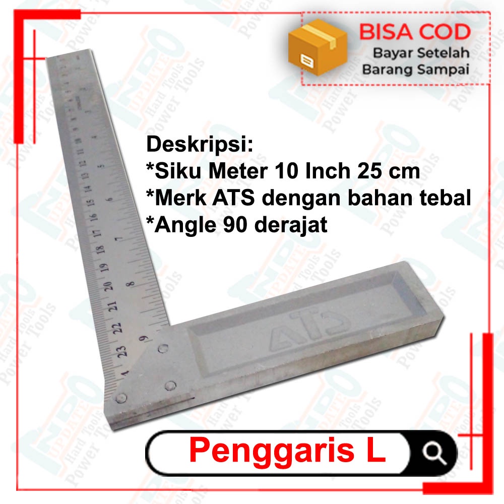 

Siku Tukang Penggaris Siku Mistar L 25cm