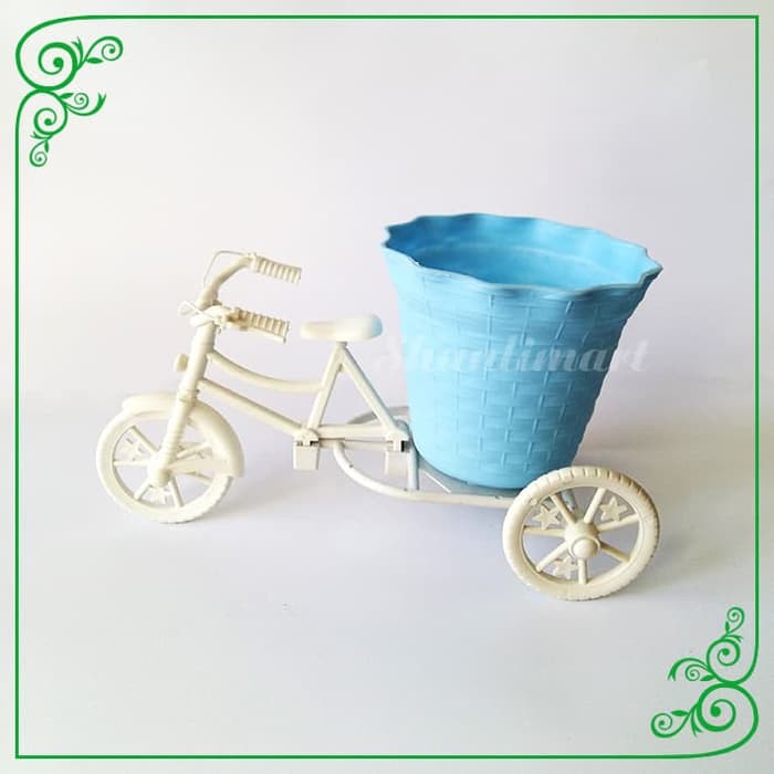 Vas Bunga Pot Keranjang Sepeda Gentong Gelombang tanpa bunga Pajangan