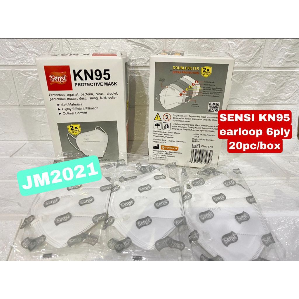 Masker SENSI KN95 PROTECTIVE MASK 6Ply isi 20pc / SENSI KN 95 original  Masker 5 PLY MURAH