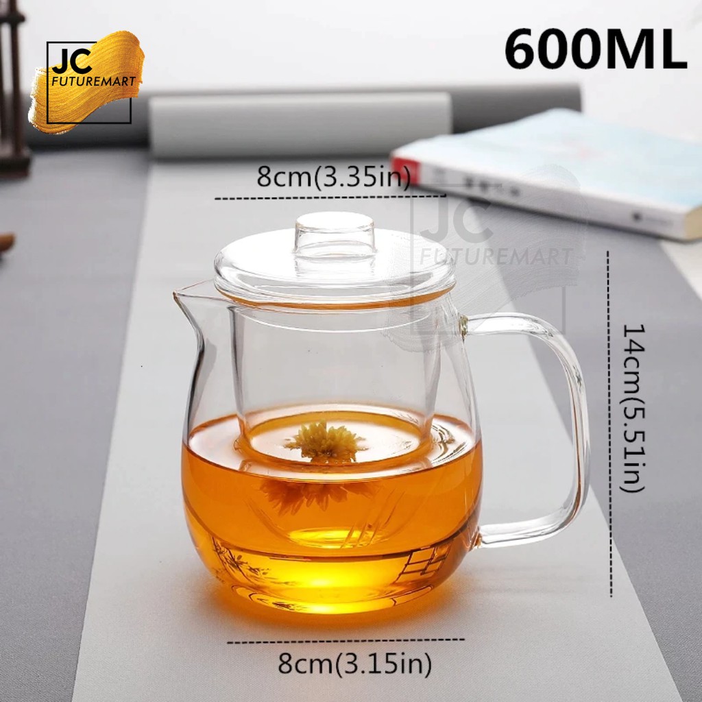 GLASS INFUSER TEAPOT 600ML | TEKO TEH SARINGAN KACA