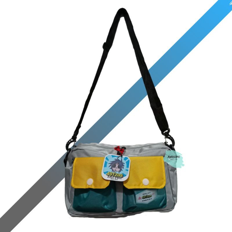 Tas Selempang Distro Casual Trendy / Tas Slingbag Hanzo Abu Muda Tosca