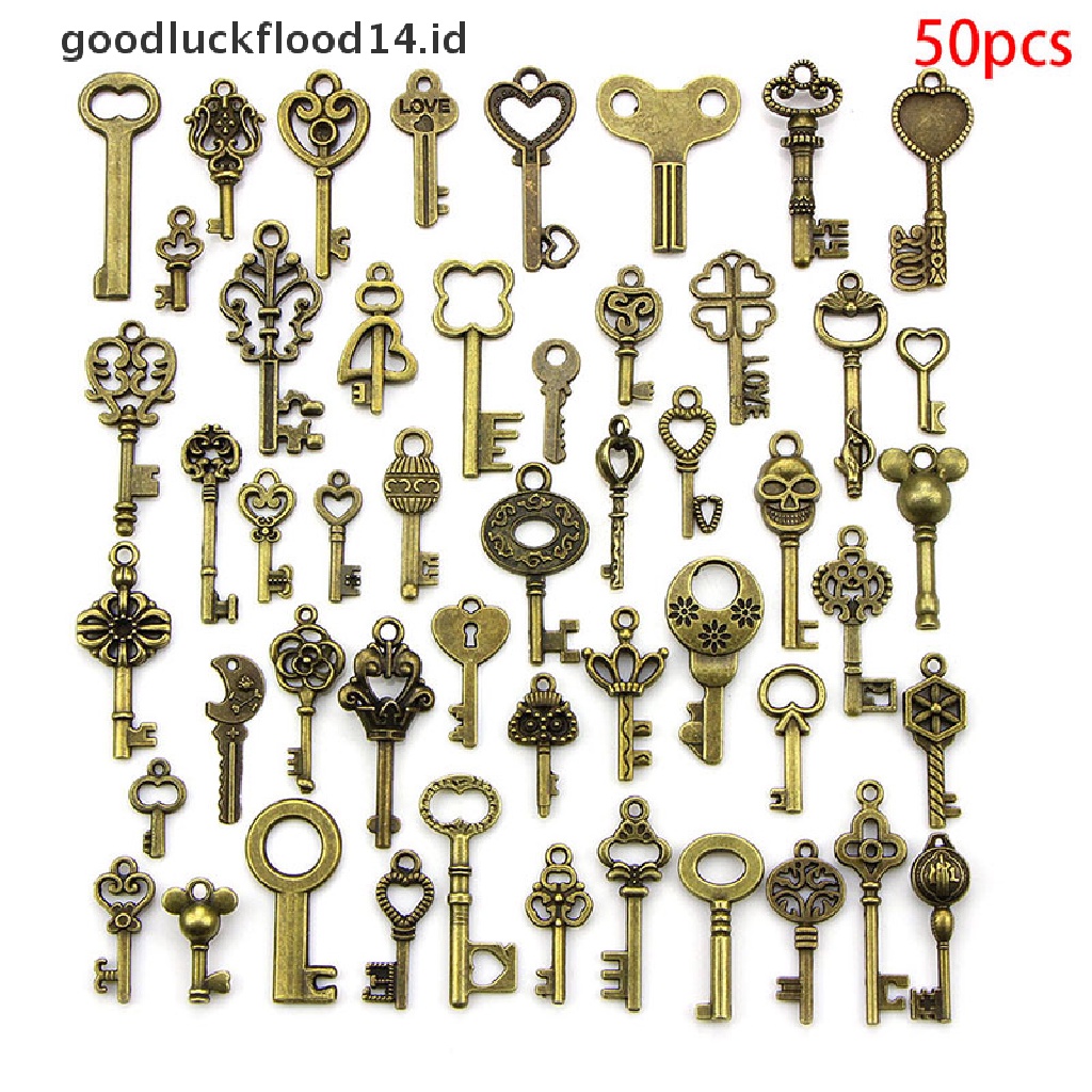 [OOID] 50PCS DIY Mixed Vintage Key Charms Pendant Steampunk Bronze Jewelry Findings ID