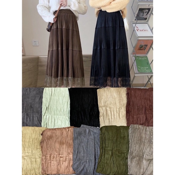 Rok Suede Panjang Tile / Rok Suede Premium
