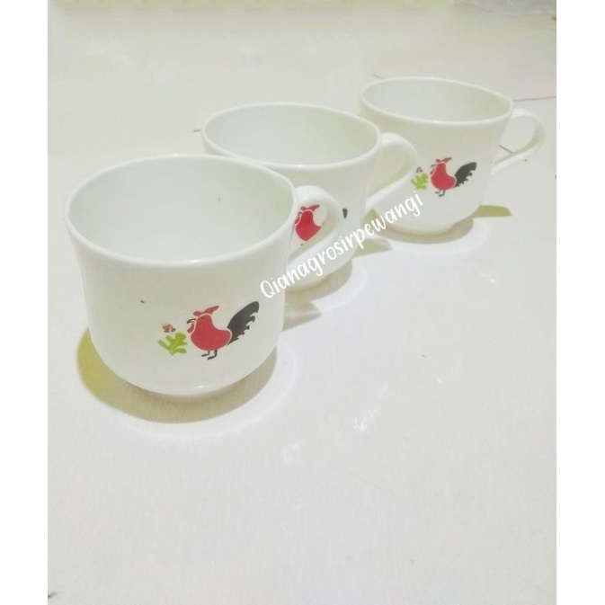 3 Pcs Cangkir kopi Plastik/Cangkir Cap ayam Jago/Gelas Minum/Cangkir Minum