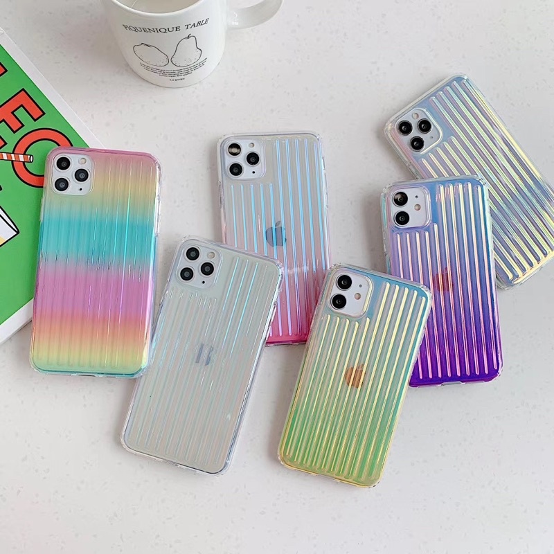 Rainbow Gradation Hologram Softcase Transparan Gradasi for ipahone XS XS Max XR 11 Pro Max 12 Pro Max 13 Pro Max