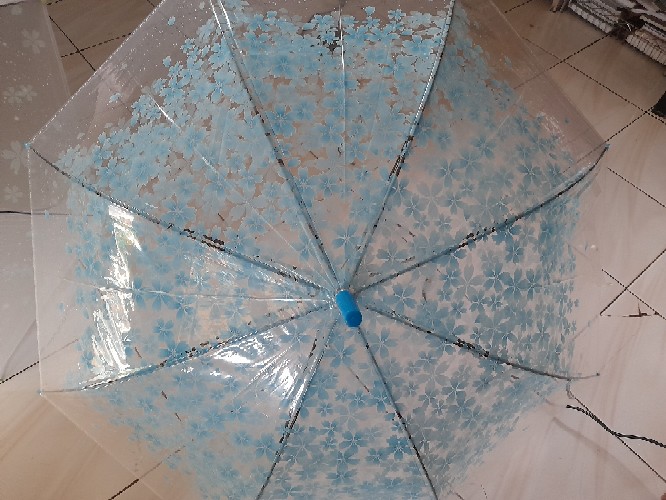 Payung Transparan/payung Tongkat/bening/payung Motif Bunga