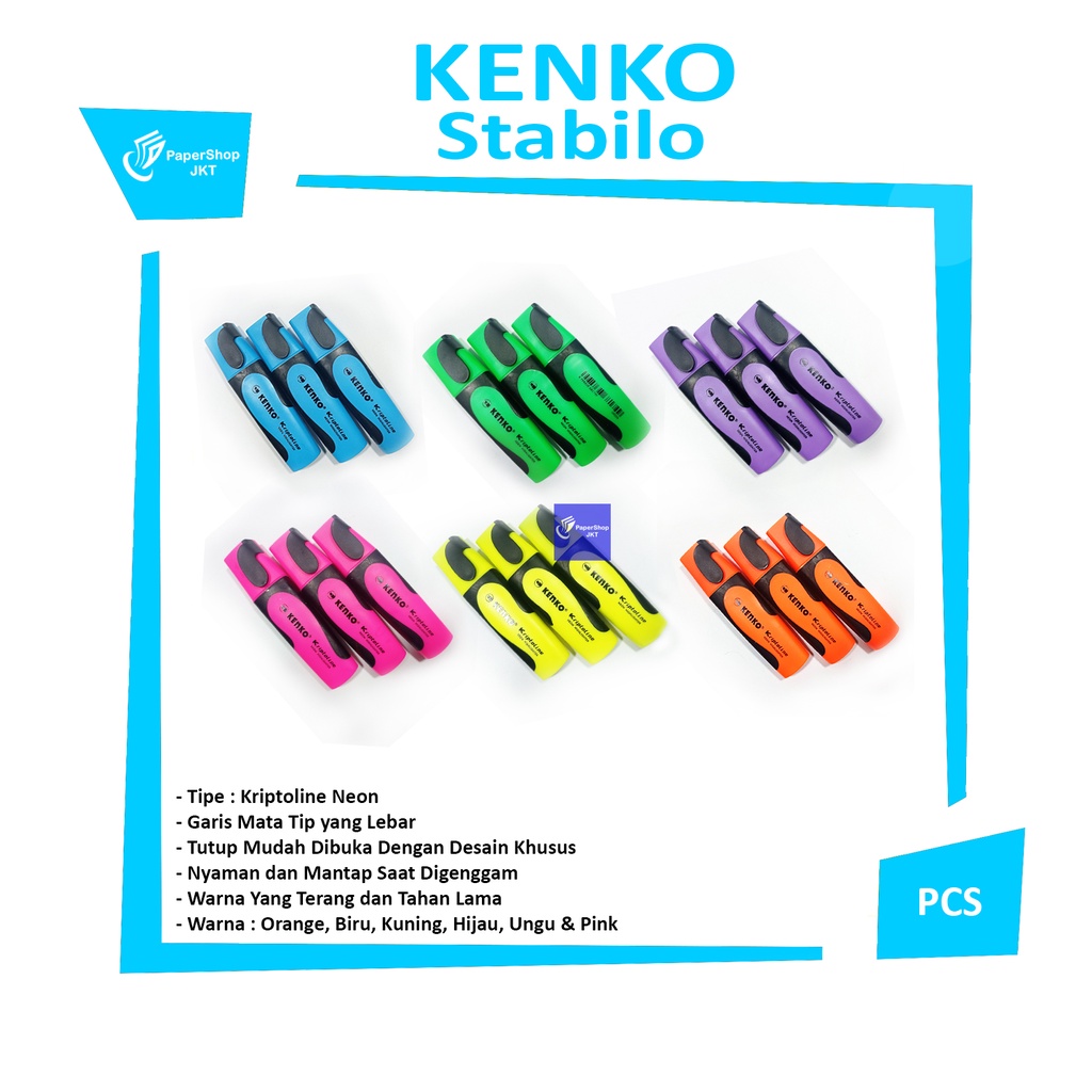 

KENKO - Highlighter Kriptoline Neon Warna - Pcs