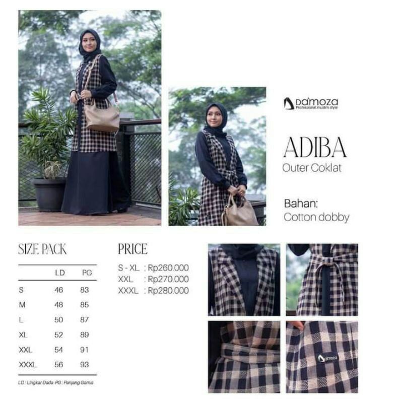 PROMO OUTER DAMOZA ADIBA OUTER COKLAT TERBARU DAMOZA GAMIS DEWASA ORIGINAL OUTER REMAJA MASA KINI