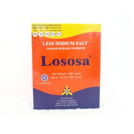 

Garam Lososa 250gr/ Rendah Sodium/ Garam Kurang Natrium