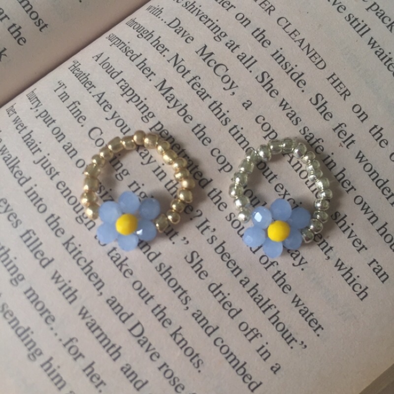 Blue Daisy Ring  | Cincin Manik Manik | Beads Ring