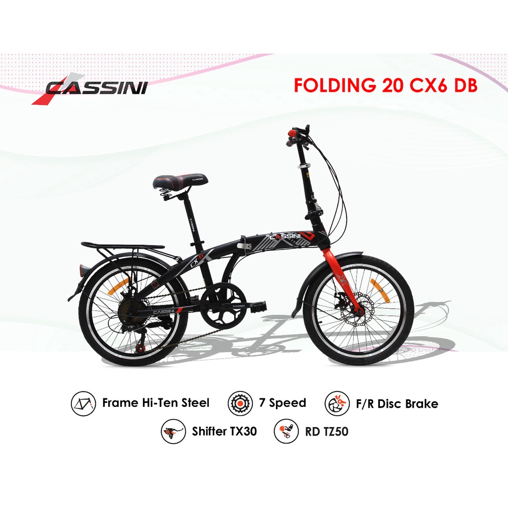 Sepeda folding lipat Trex cassini 20 inch cakram 7 speed murah