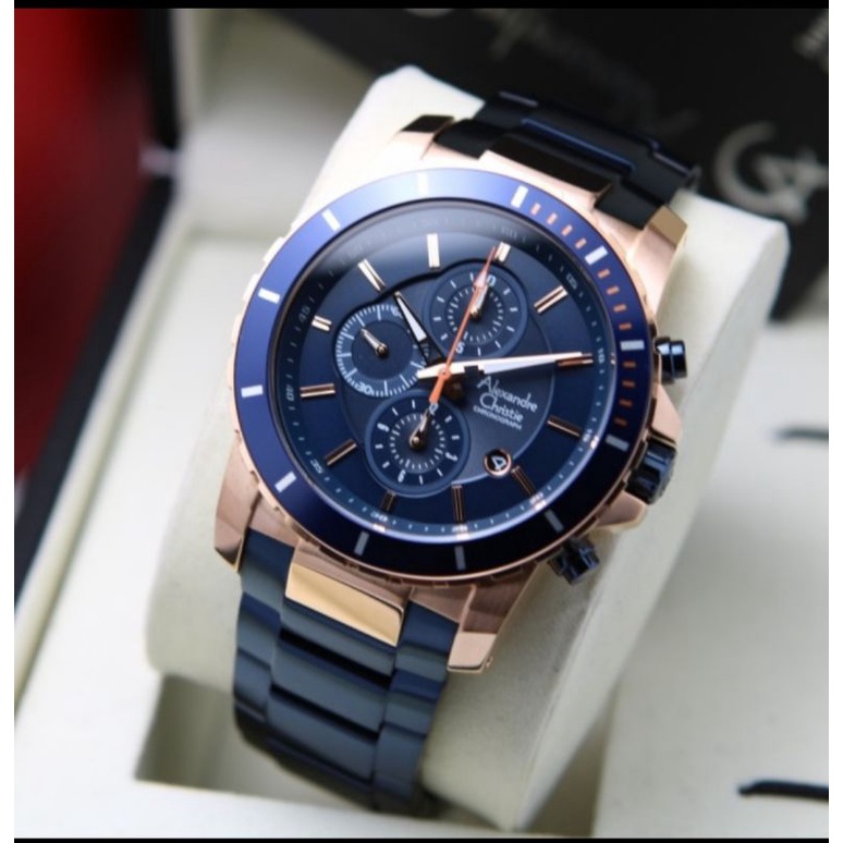 Alexandre Christie tipe 6141 biru rose gold