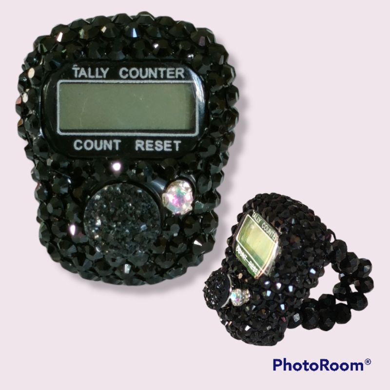[GJBR] TASBIH DIGITAL SWAROVSKI / TASBIH DIGITAL BLINK FULL HITAM TALI KRISTAL