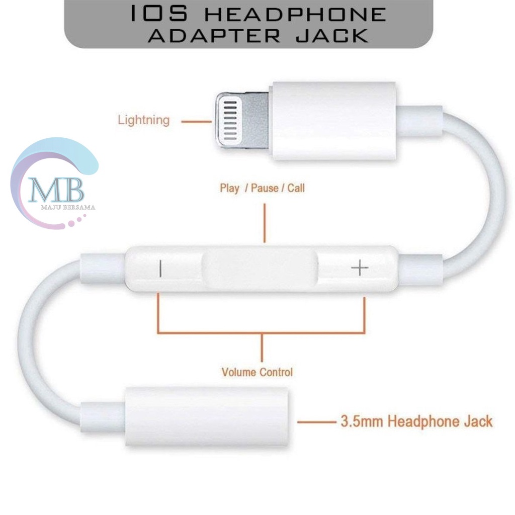 MH020 Lightning To aux 3.5 mm audio Headphone Jack Adapter for i ponee Spilter i ponee MB3283