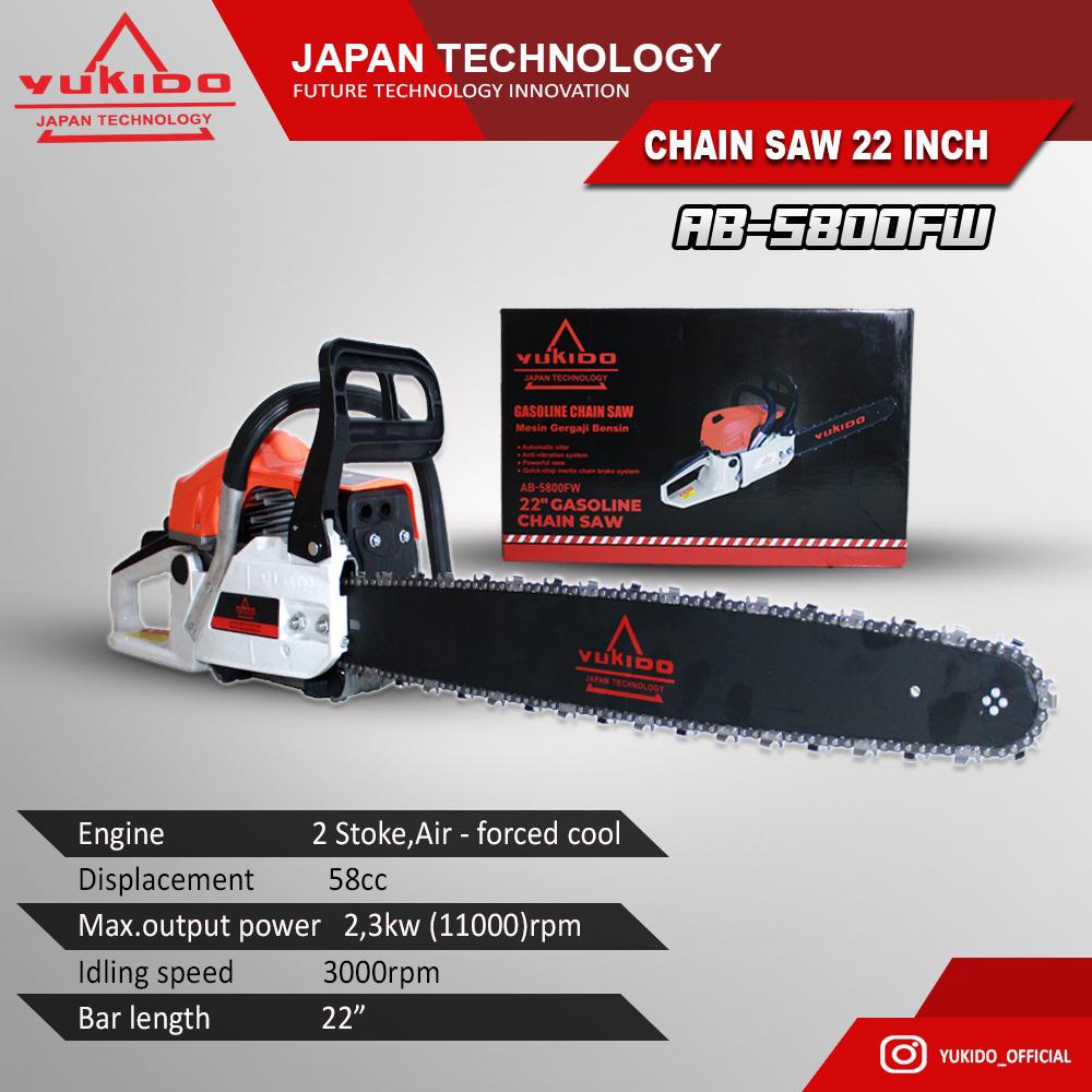 BISA COD !!! MESIN Chainsaw 22 inch MERK YUKIDO JAPAN TECNOLOGY Mesin Gergaji Potong Kayu Pohon