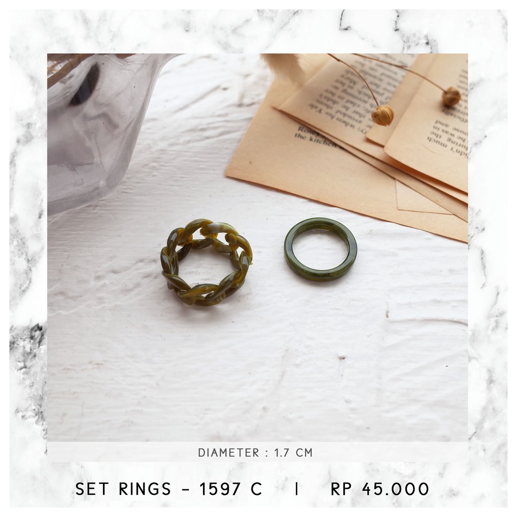 CINCIN SET MARBLE AKRILIK (DIAMETER 1.7 CM) - 1597