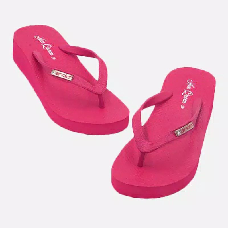 ANDO NICE QUEEN - SANDAL JEPIT ANDO  WEDGES WANITA DEWASA  _ SANDAL ANDO_ANDO ORIGINAL-Fushia