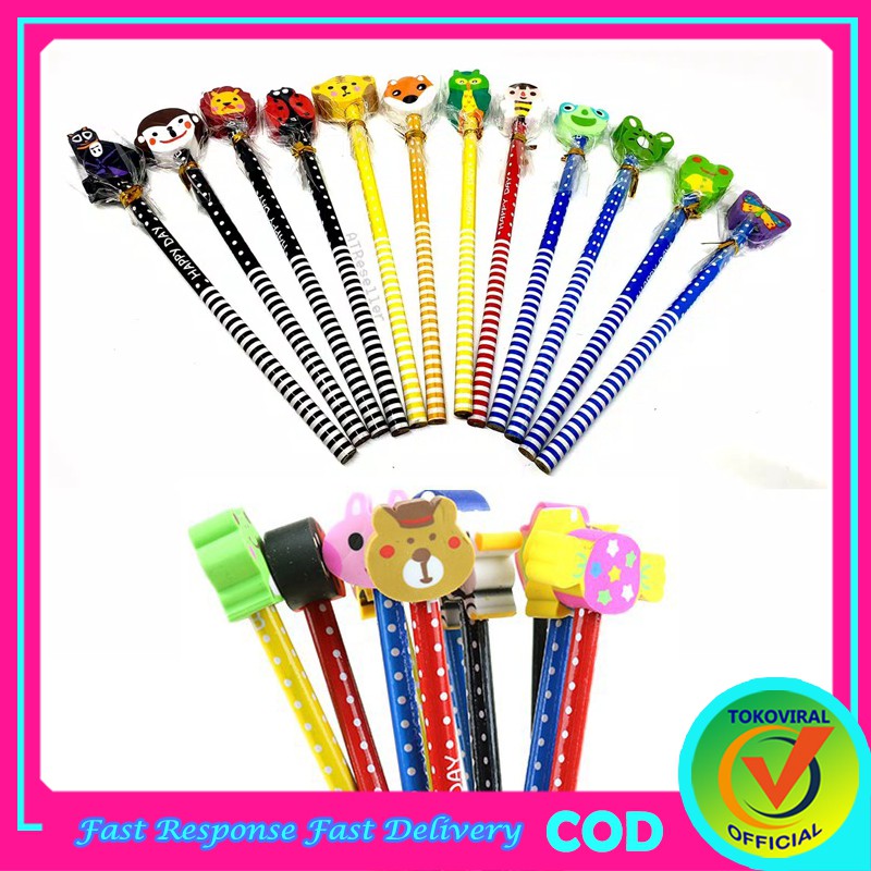 

Pensil Dengan Pengapus / Pensil karakter dengan Penghapus / Pensil Anak Karakter / Pensil Motif / TM-84