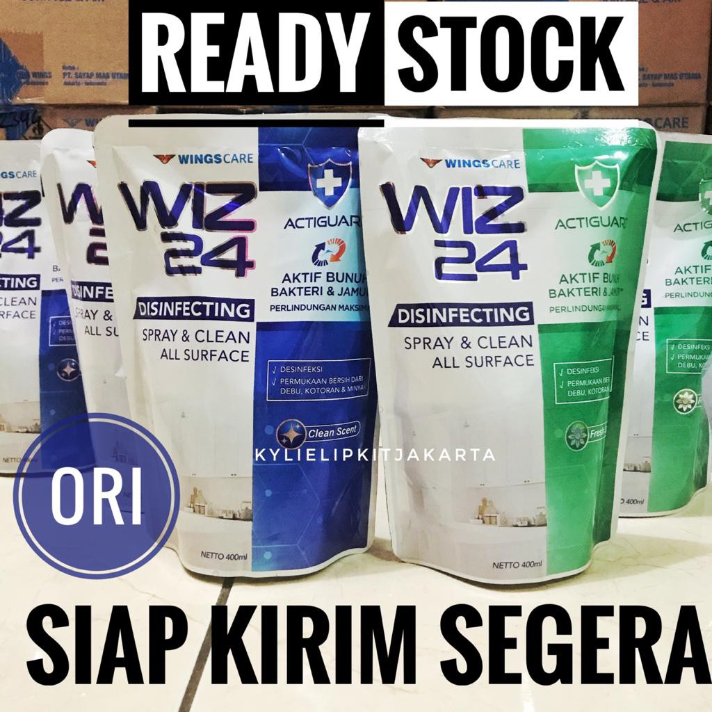 Wiz 24 Pouch Refill Disinfectant Liquid Spray 400 ml Refil Cairan Desinfektan Wiz24 400ml Wings XYZ