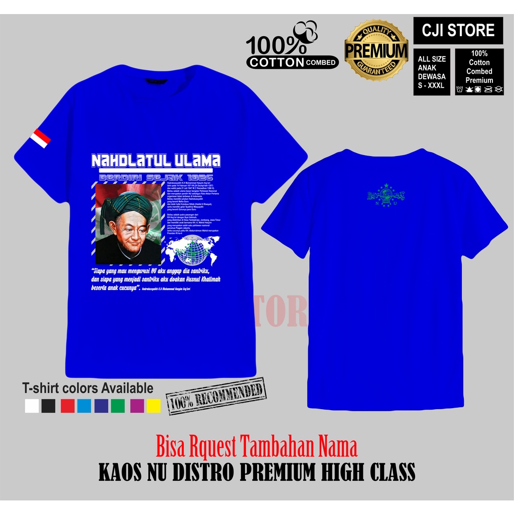 Kaos Distro Hadratussyaikh KH. Hasyim Asy'ari-Kaos Mbah Hasyim Asy'ari Biografi-Biru