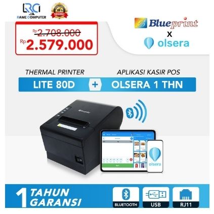 PRINTER KASIR THERMAL BLUEPRINT LITE 80D + APLIKASI KASIR OLSERA 1TAHUN