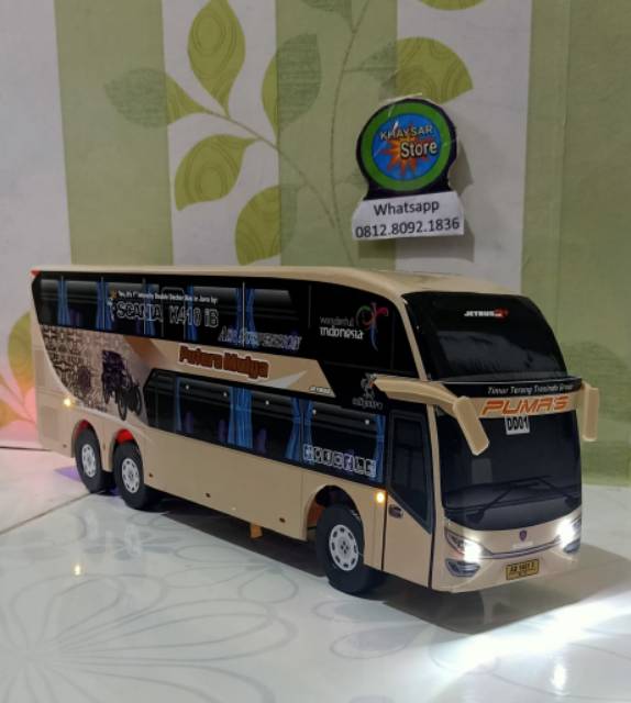 Miniatur Bus bis putra mulya DD plus lampu