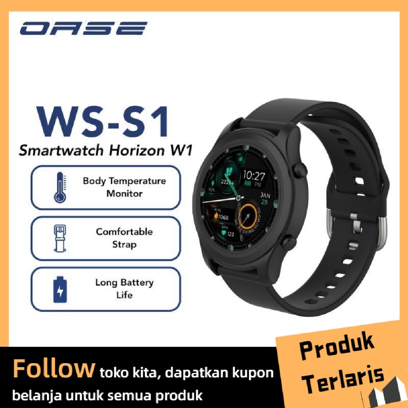 OASE Smart Watch Jam Tangan Pria Wanita WS-S1 Untuk iOS/Android - Garansi Resmi