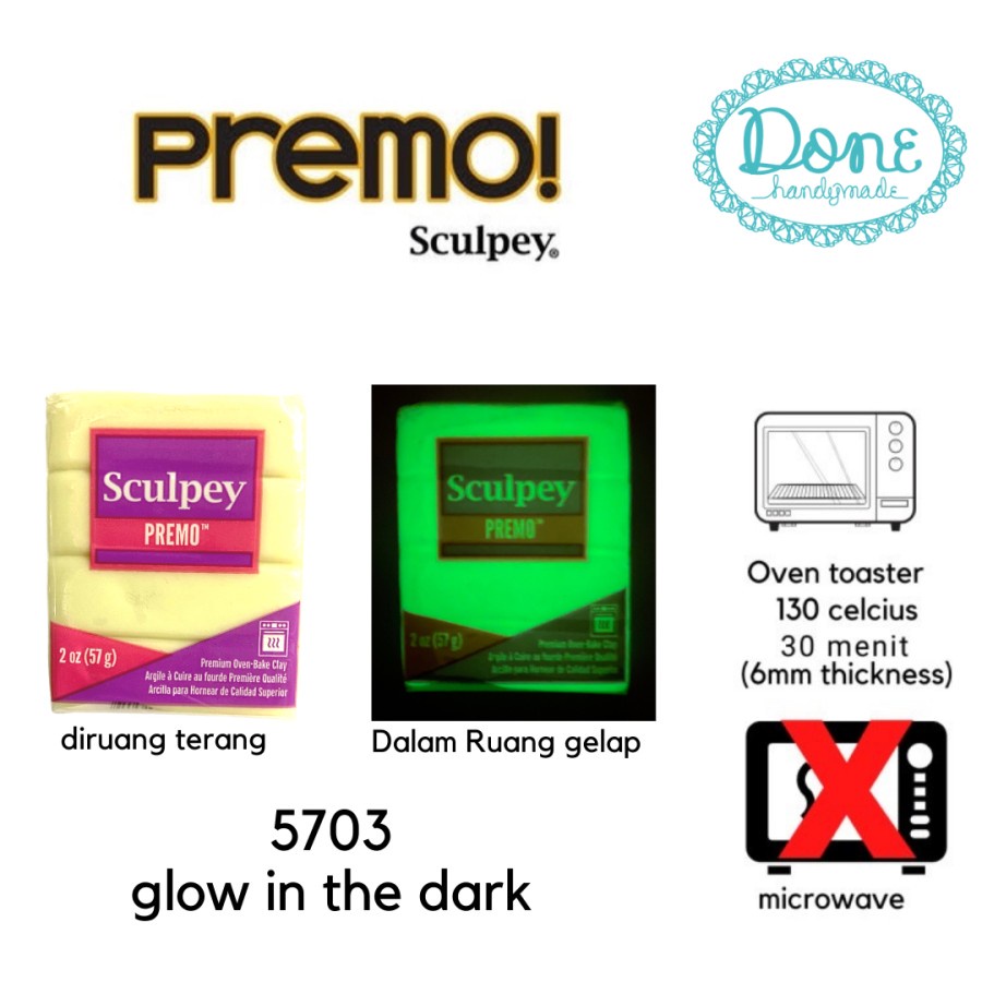 Polymer clay Premo glow in the dark modelling clay glow in the dark halloween theme clay menyala dalam gelap