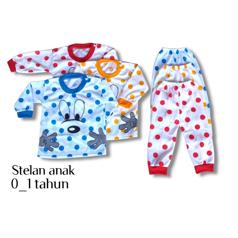 stelan baju bayi tangan panjang miki 0-1 tahun