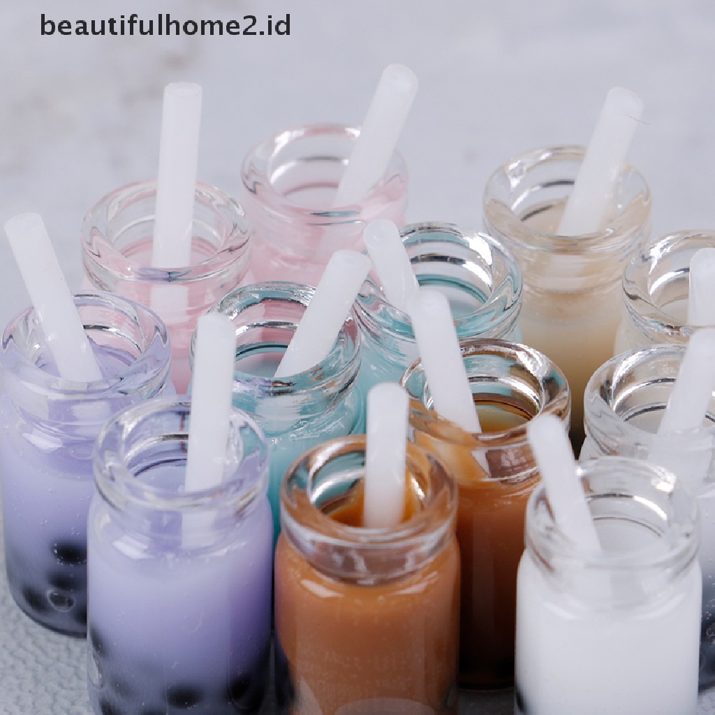 (Beautifulhome2) Buku Literatur Bahasa MandarinId 2pcs Mainan Miniatur Minuman Pearl Milk Tea Skala 1: 12 Untuk Rumah Boneka