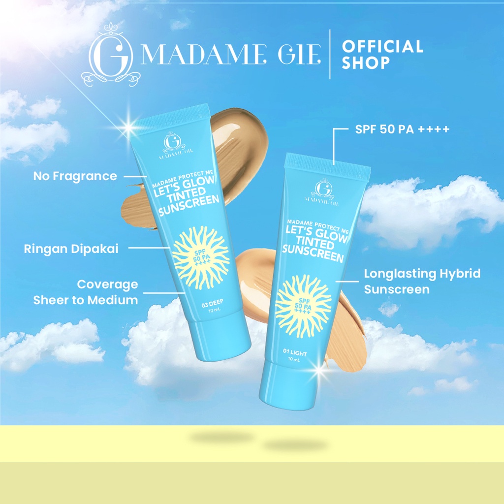 Madame Gie Madame Protect Me Sunscreen SPF 30 PA +++ With Calendulla || Madame Gie Protect Me Let's Glow Tinted Sunscreen SPF 50