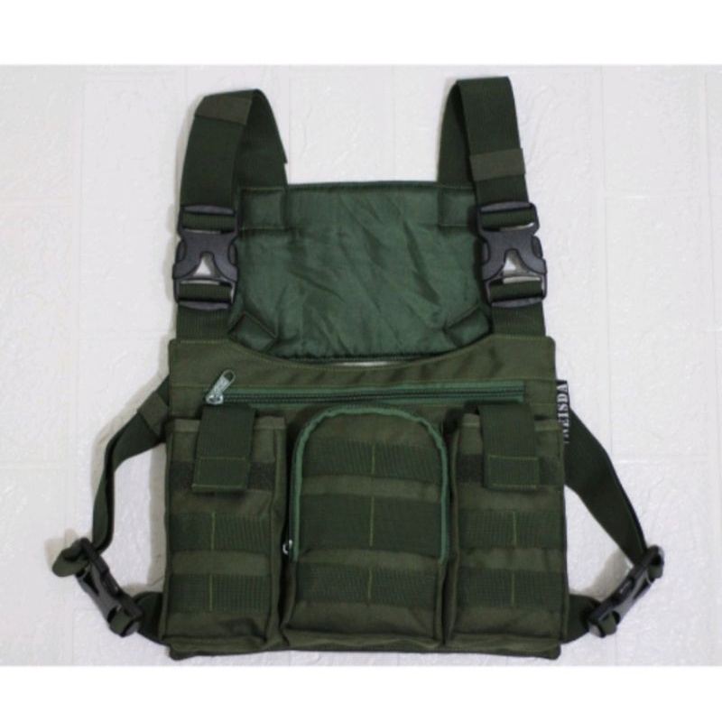 Tas dada pria Hijau army/chest bag/tas pelindung dada/tas bikers/tas model baru/kualitas terjamin