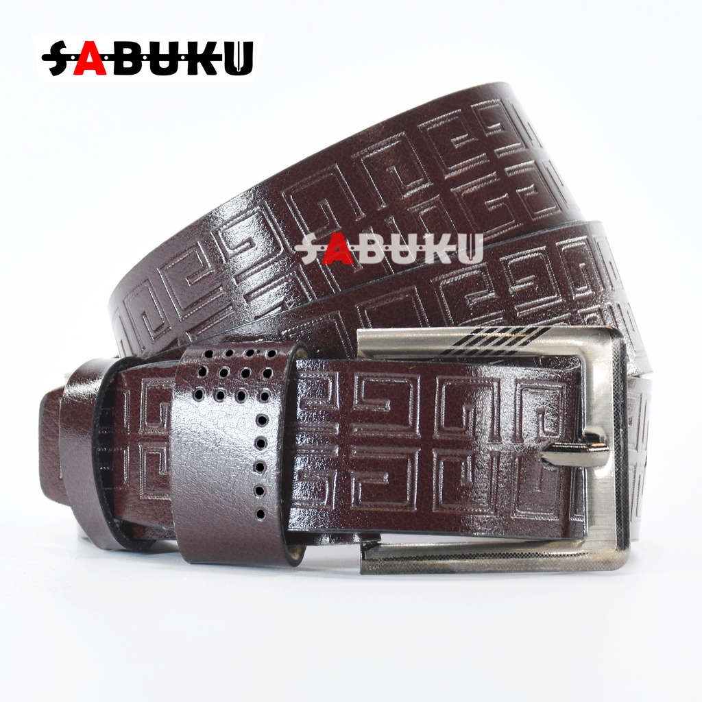 Ikat Pinggang pria Sabuk Model Jarum Kulit Sintetis Men Belt Sabuk Clasic Gesper Pria -170